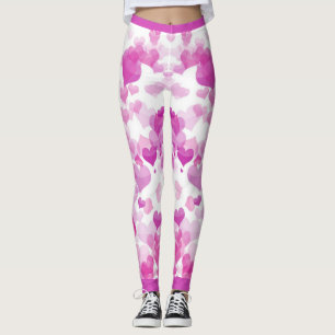 Pink floating hearts leggings