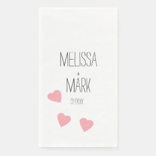 Pink Floating Hearts Monogram Napkin