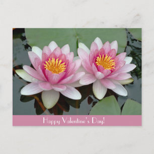 Pink Floating Waterlily LotusValentive's Day Card