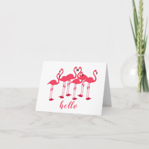 Pink Flock Of Flamingos "Hello" Note Card
