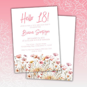 Pink Floral 18th Birthday Party Invitation