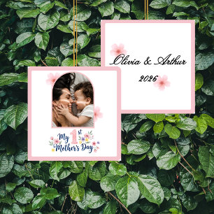 Pink Floral 1st Mother's Day Custom Keepsake Ceramic Ornament
