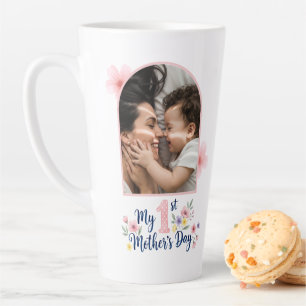 Pink Floral 1st Mother's Day Custom Keepsake Latte Mug