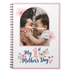Pink Floral 1st Mother's Day Custom Keepsake Notebook