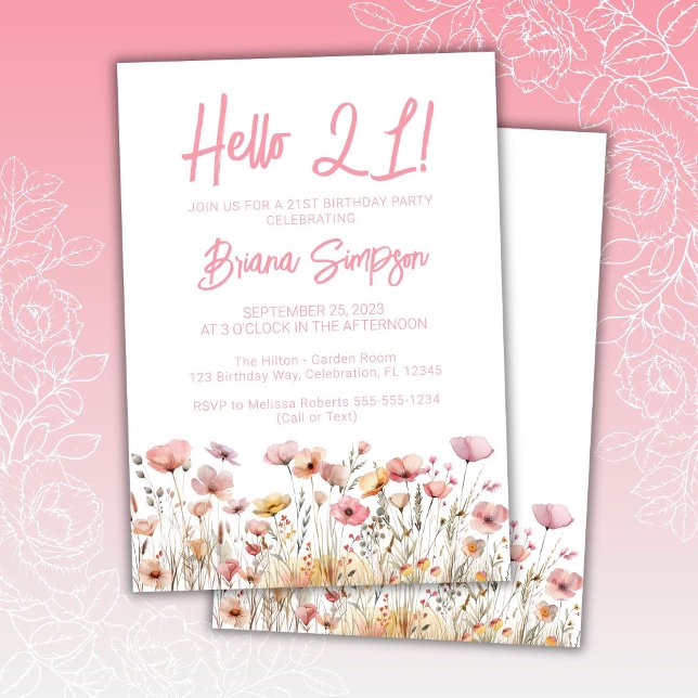 Pink Floral 21st Birthday Party Invitation (Creator Uploaded)