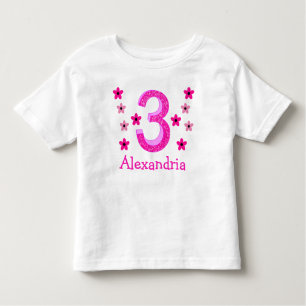 Pink Floral 3rd Birthday Toddler T-Shirt