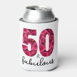 Pink Floral 50 and Fabulous 50th Birthday Party Can Cooler
