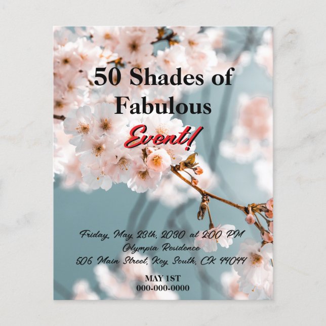 Pink Floral 50 Shades of Fabulous  Flyer (Front)