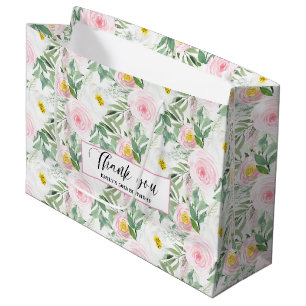 Pink Floral 50th Birthday Large Gift Bag