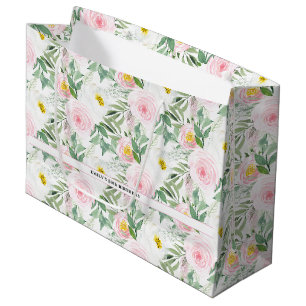 Pink Floral 50th Birthday Large Gift Bag