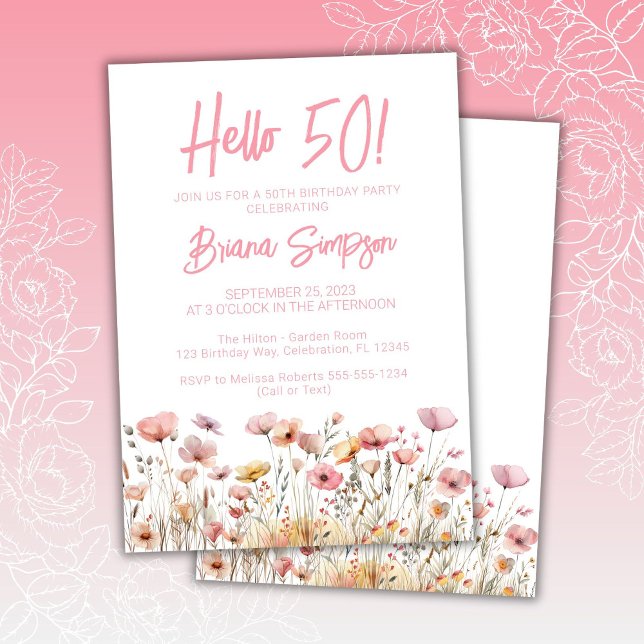 Pink Floral 50th Birthday Party Invitation (Creator Uploaded)