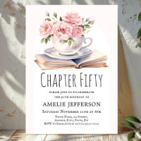 Pink Floral 50th Book Theme Birthday