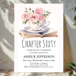 Pink Floral 60th Book Theme Birthday  Invitation<br><div class="desc">Looking for the perfect invitation for your upcoming birthday bash? Look no further than these charming book-themed invitations! With a simple and classic design featuring a book and a cup brimming with beautiful pink flowers,  these invitations will impress all your guests. They are available to personalise.</div>