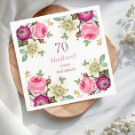 Pink Floral 70th Birthday  Napkin<br><div class="desc">Pink Floral 70th Birthday Napkins.</div>