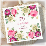 Pink Floral 70th Birthday  Napkin<br><div class="desc">Pink Floral 70th Birthday Napkins.</div>