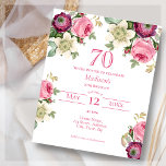 Pink Floral | 70th Budget Birthday Invitation<br><div class="desc">Looking for an affordable and charming invitation for your upcoming 70th birthday bash? Look no further than our pretty pink floral paper invitation! With a lovely design featuring delicate pink flowers and an elegant script font, this customisable invitation is sure to set the perfect tone for your celebration. All while...</div>