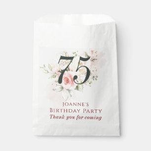 Pink Floral 75th Birthday Party Favour Bag