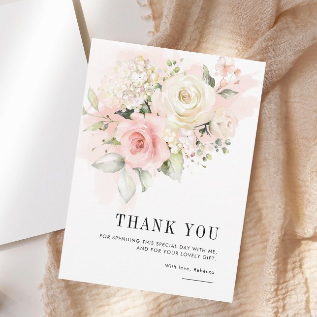 Pink Floral 75th Birthday Party Thank You Card (Pink Floral 75th Birthday Party Thank You Card)