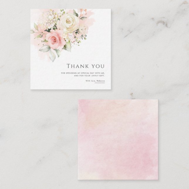Pink Floral 75th Birthday Party Thank You Card (Front/Back)