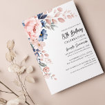 Pink Floral 80th Birthday Party Invitation<br><div class="desc">Announce and celebrate the upcoming birthday with our modern pastel pink indigo blue watercolor floral invitation. Featuring beautiful botanical watercolor bloom. Simply personalise with your party details by clicking the customise it button to further re-arrange and format the style and placement of the text. The reverse of this invitation features...</div>