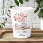 Pink Floral 90th Book Theme Birthday  Paper Cups<br><div class="desc">Celebrate a birthday in style with these enchanting book-themed paper cups! Each cup boasts a timeless and elegant design, showcasing a beautifully illustrated book alongside a cup overflowing with vibrant pink flowers. Not only do they add a touch of literary charm to your celebration, but they also offer the option...</div>