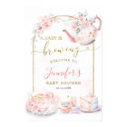 Pink Floral A Baby is Brewing Welcome Sign