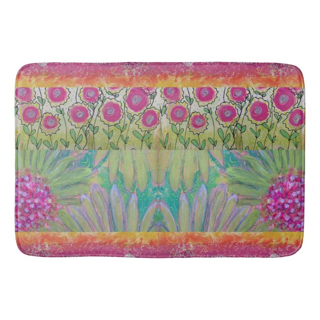Pink Floral Abstract-2 Bath Mat (Front)