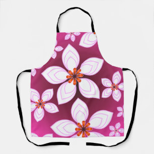 Pink Floral Abstract Pattern   Aesthetic Flower Ar Apron