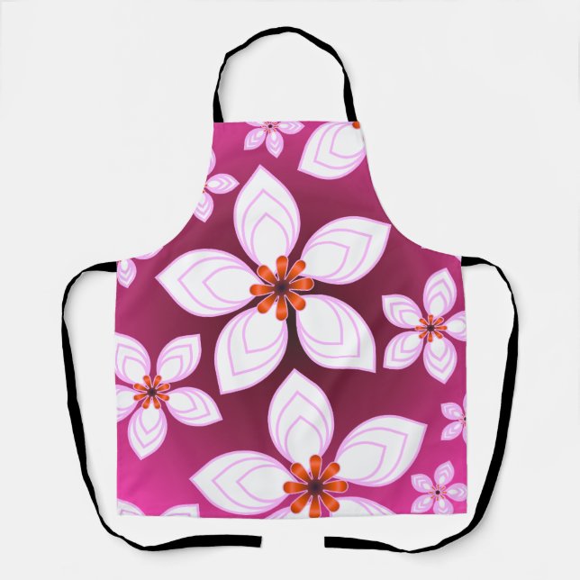 Pink Floral Abstract Pattern | Aesthetic Flower Ar Apron (Front)