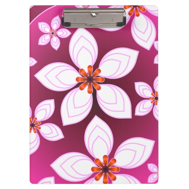 Pink Floral Abstract Pattern | Aesthetic Flower Ar Clipboard (Front)