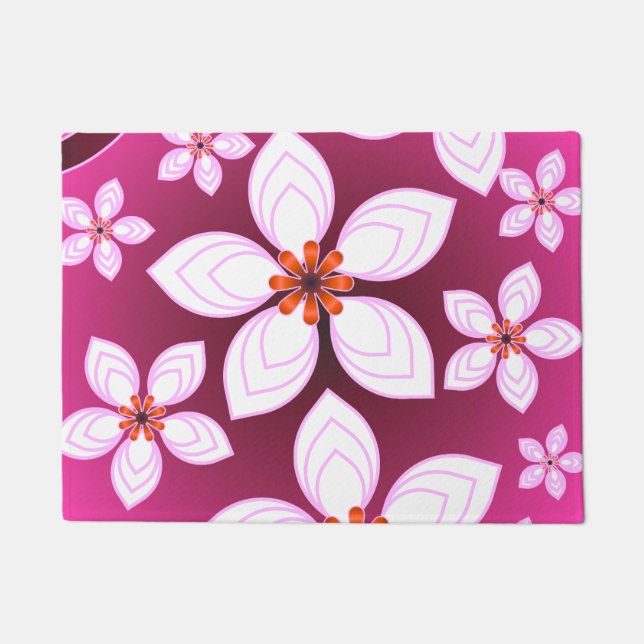 Pink Floral Abstract Pattern | Aesthetic Flower Ar Doormat (Front)