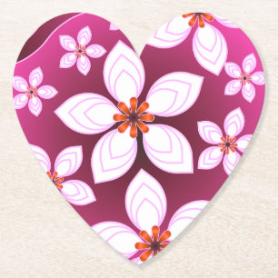 Pink Floral Abstract Pattern   Aesthetic Flower Ar Paper Coaster