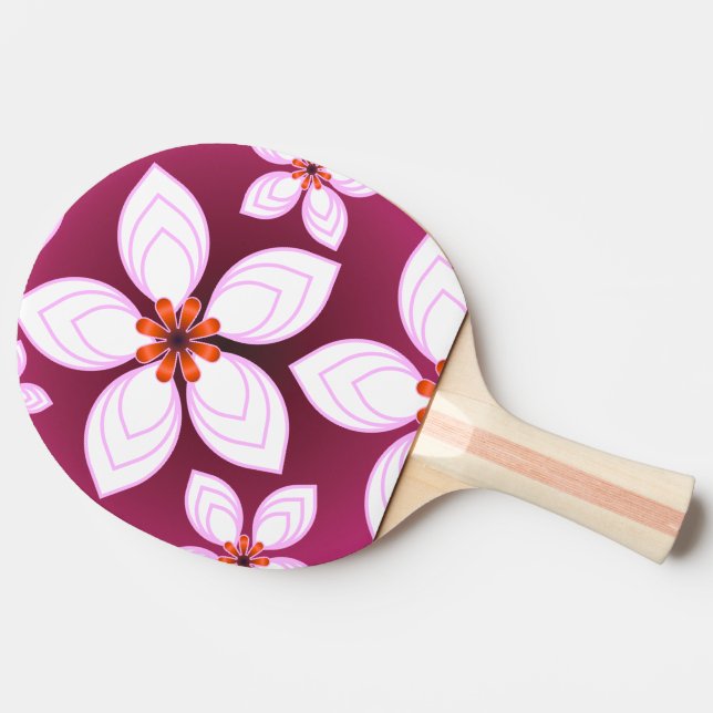 Pink Floral Abstract Pattern | Aesthetic Flower Ar Ping Pong Paddle (Side)