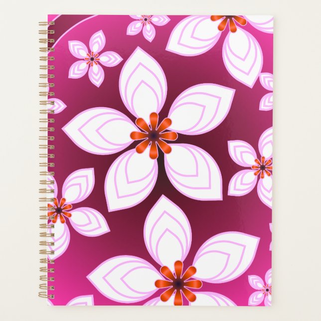 Pink Floral Abstract Pattern | Aesthetic Flower Ar Planner (Front)