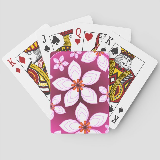 Pink Floral Abstract Pattern | Aesthetic Flower Ar Playing Cards (Back)