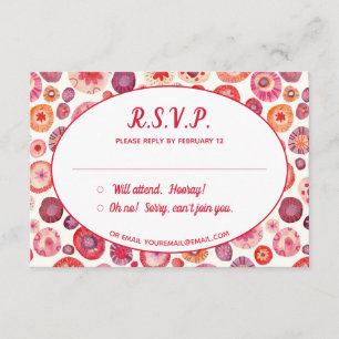 Pink Floral Abstract Pattern Wedding RSVP Enclosure Card