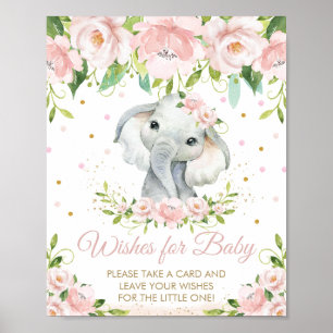Pink Floral Adorable Elephant Wishes for Baby Sign