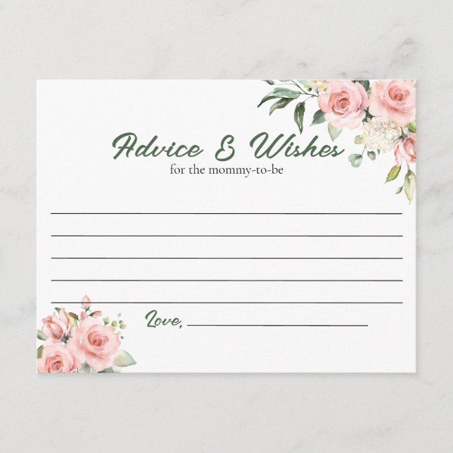 Pink Floral Advice and Wishes Card (Front)