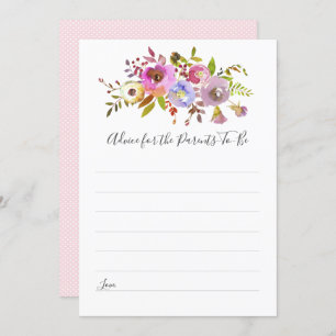 Pink Floral Advice for Parents-to-be shower game Invitation