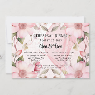 Pink Floral Alcohol Ink Rehearsal Dinner  Invitation