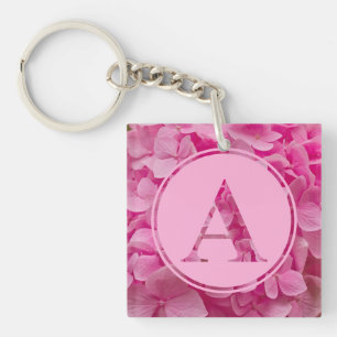Pink Floral Alphabet Letter "A" and XO Key Ring