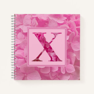 Pink Floral Alphabet Letter "X" Journal Notebook
