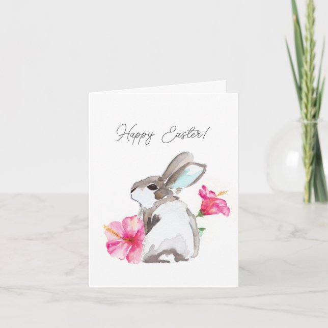 Pink Floral and Bunny Easter Cards (Front)