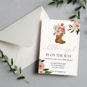 Pink Floral and Greenery Cowgirl Birthday Invitation