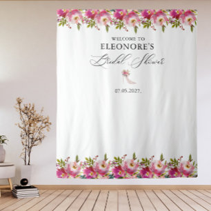 Pink Floral and High Heels Bridal Shower Welcome  Tapestry