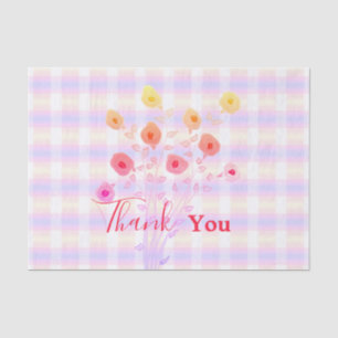 Pink Floral and Plaid Thank You Tissue Paper