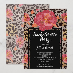 Pink Floral Animal Print Bachelorette Invites