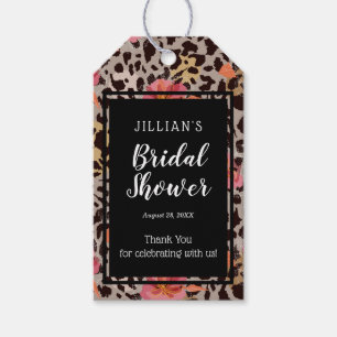 Pink Floral Animal Print Bridal Shower Thank You Gift Tags