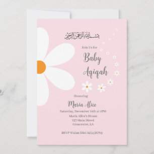 pink floral aqiqah invitation