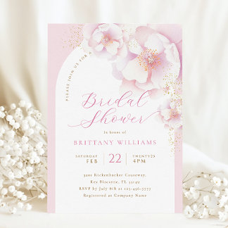 Pink Floral Arch Bridal Shower Invitation